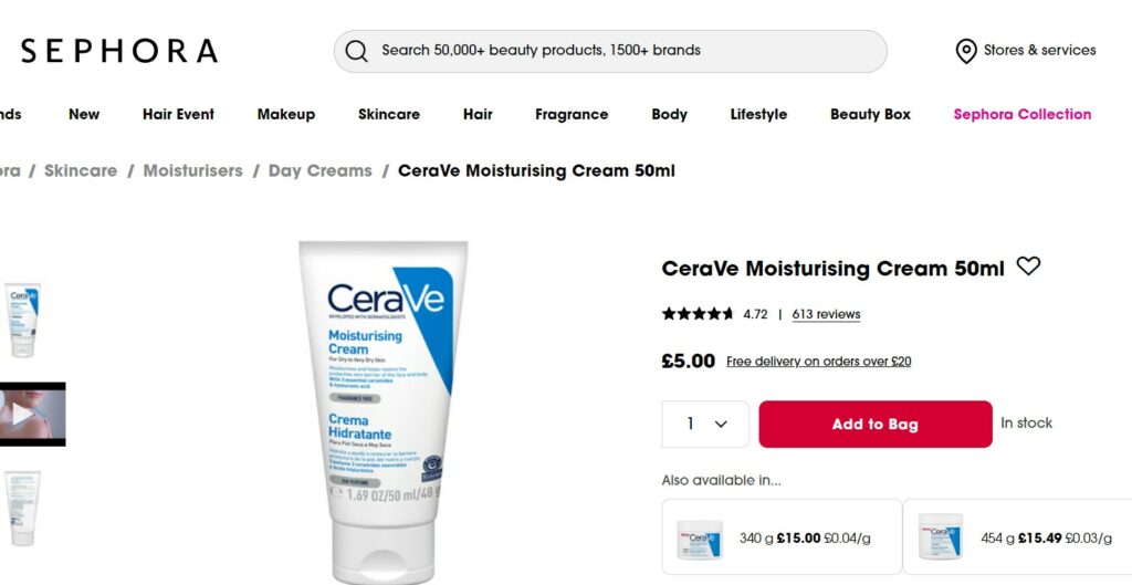 cerave moisturizing cream sample size